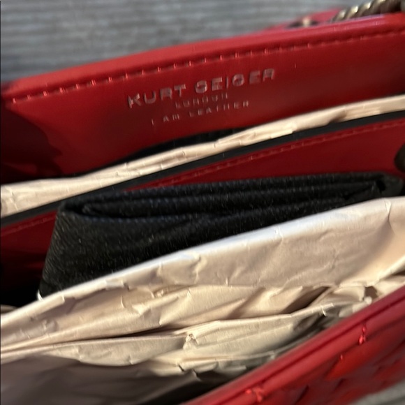 Red KURT GEIGER Quilted Shoulder Bag with Chain Strap - Picture 6 of 10
